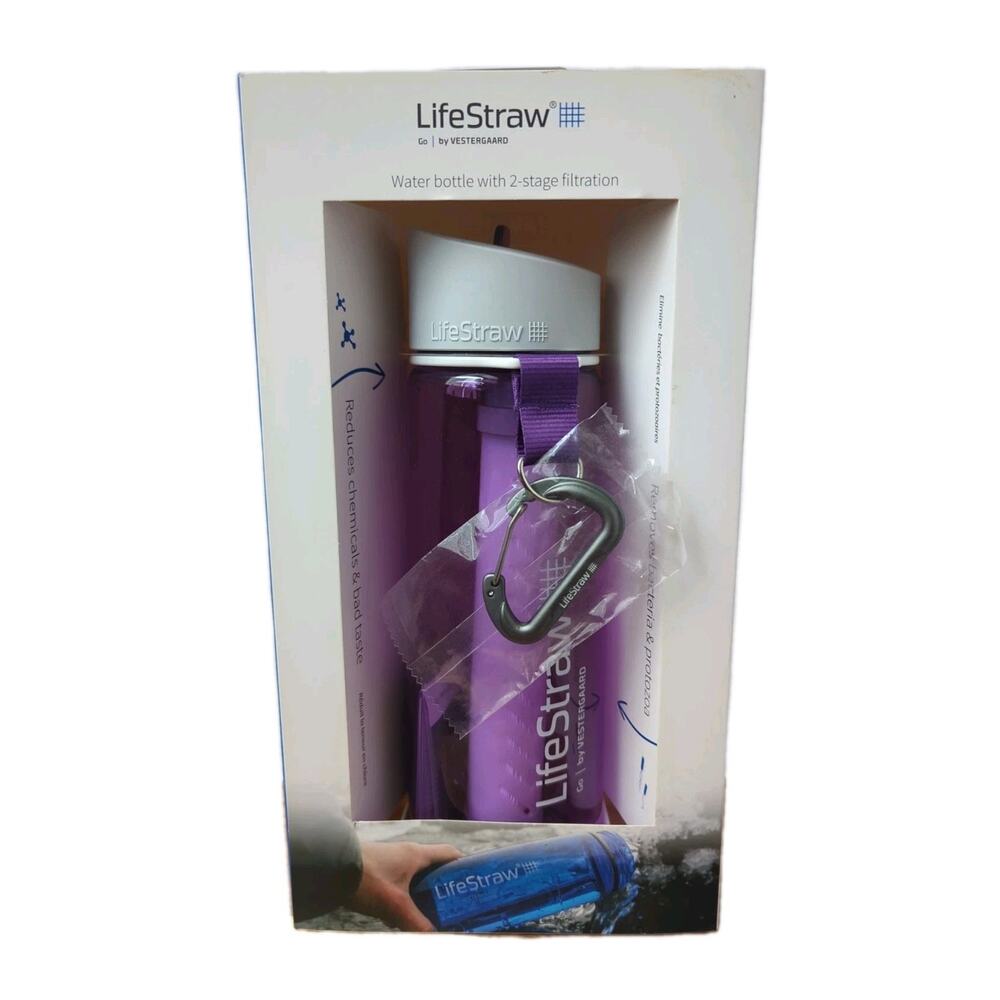 LifeStraw Go Water Filter Bottle with 2 Stage Integrated Filter Purple